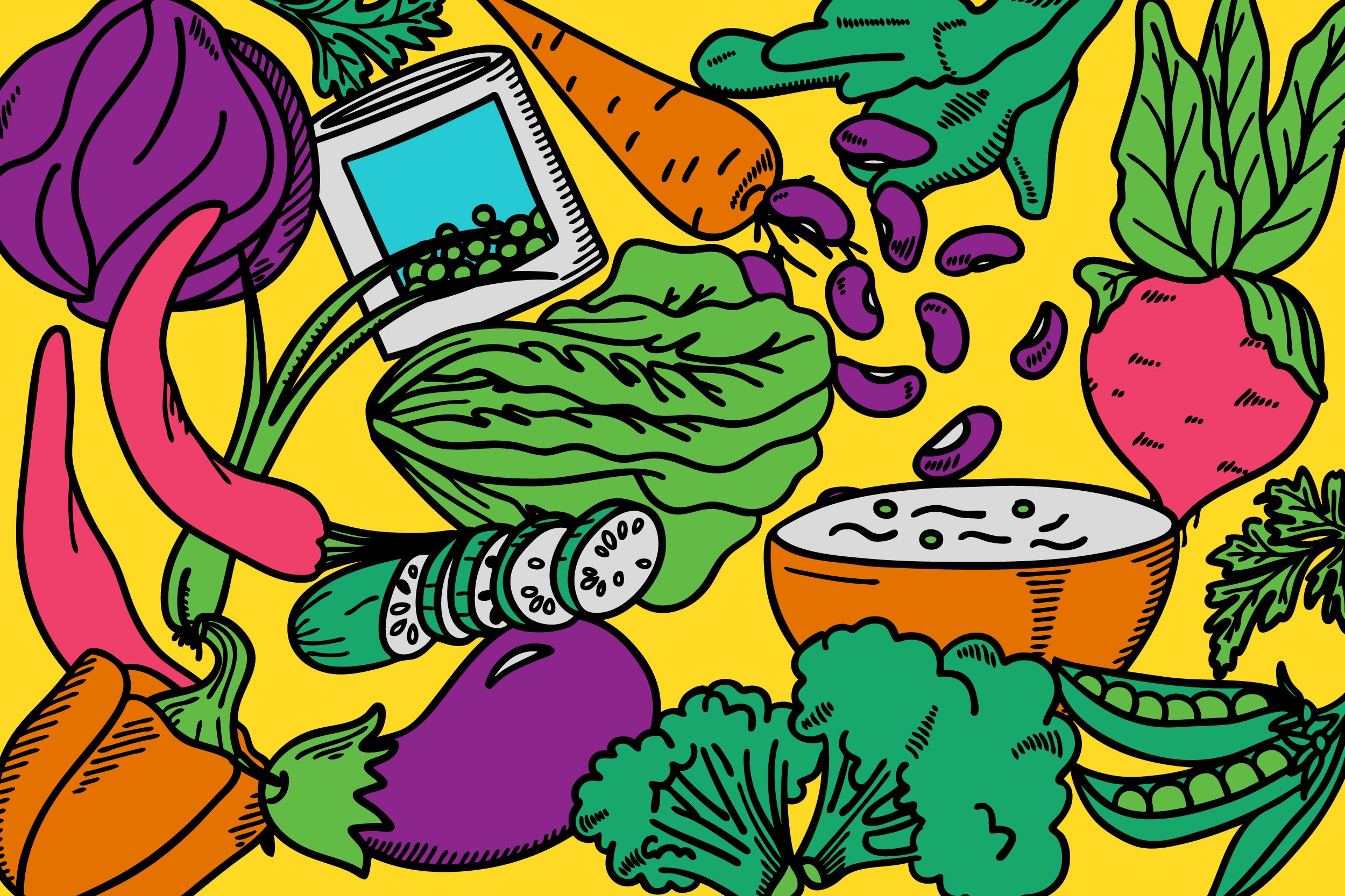 news_how-to-get-kids-eat-veggies_2019-08-09.jpg Illustration of vegatables