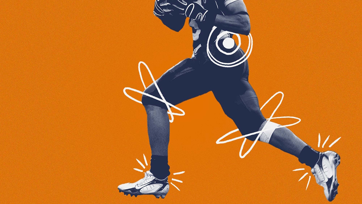illustration of football player with circles around his knees and ankles