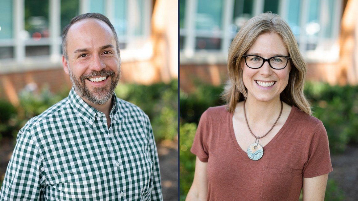 Chris Chang-Bacon, on the left, and Melissa Levy, right, smile at the camera