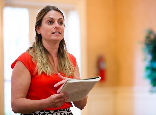 Allison Lubin speaking at a community event